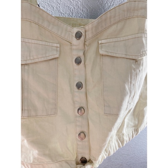 Free People We The Free Palm Desert Cream Ivory Button Crop Top - Picture 9 of 13